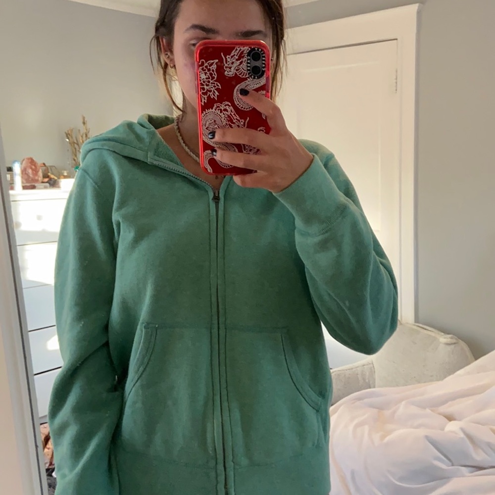 Green zip up sweatshirt!